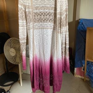 Magenta Ombré Long Cardigan. Size Medium.